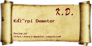 Kárpi Demeter névjegykártya